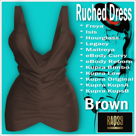 [R39] Ruched Dress-Brown
