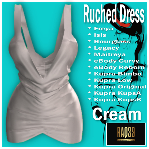 [R39] Ruched Dress-Cream