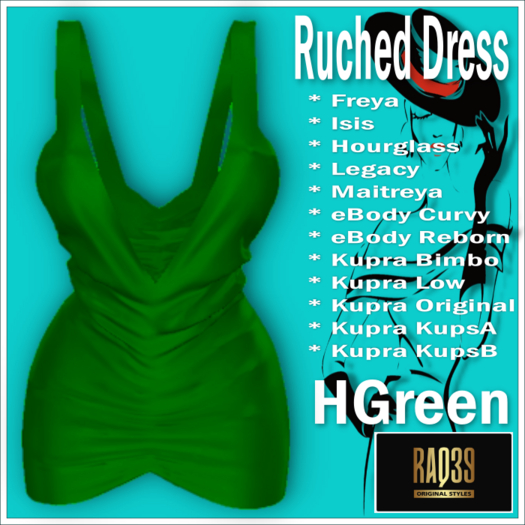 [R39] Ruched Dress-Green