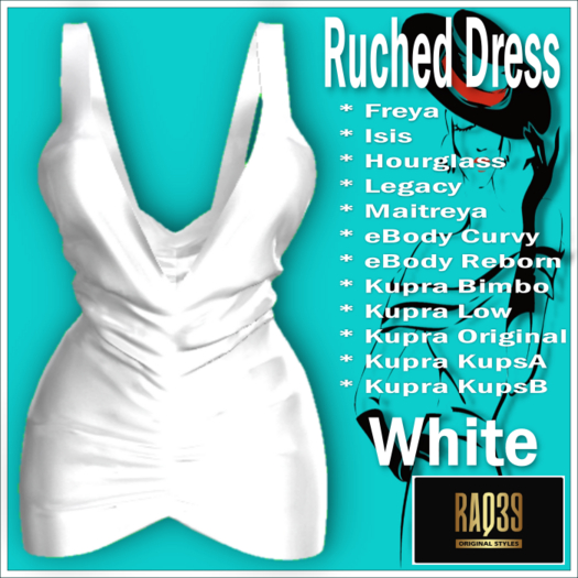 [R39] Ruched Dress-White