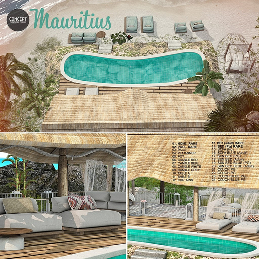 13. CONCEPT} MAURITIUS BED (Adt) . RARE