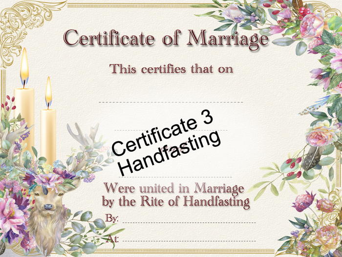Wedding Certificate Purchase - 3 Handfasting