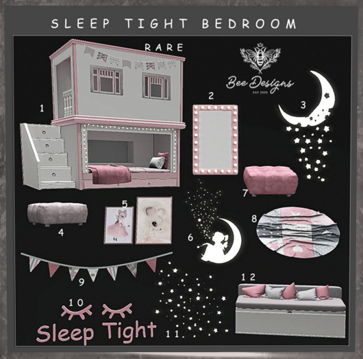 01 Bee Designs Sleep Tight Bedroom RARE