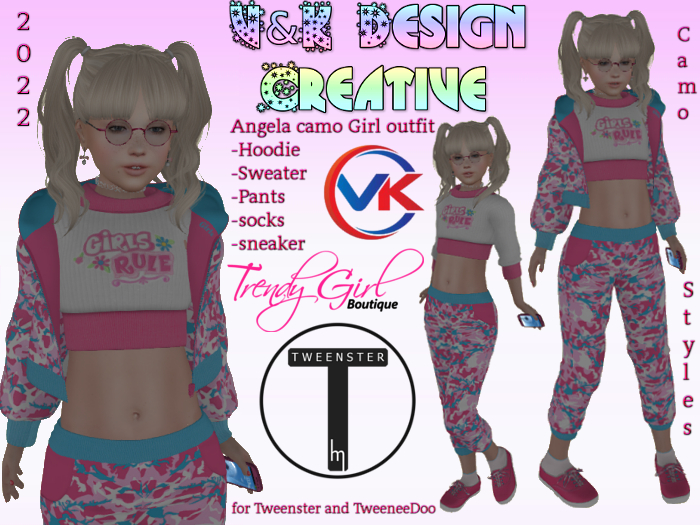 V&K Design Tweenster and TweeneeDoo Camo outfit