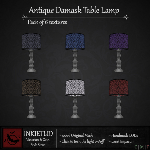 [INKIETUD] Antique Damask Table Lamp (Boxed)