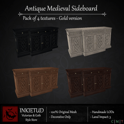 [INKIETUD] Golden Antique Medieval Sideboard (Boxed)