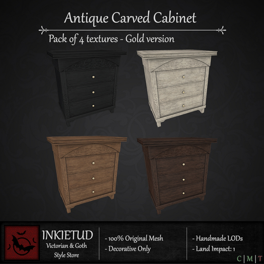 [INKIETUD] Golden Antique Carved Cabinet (Boxed)
