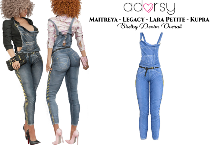 adorsy - Shelby Denim Overall Cornflower - Maitreya/Legacy/Petite/Kupra