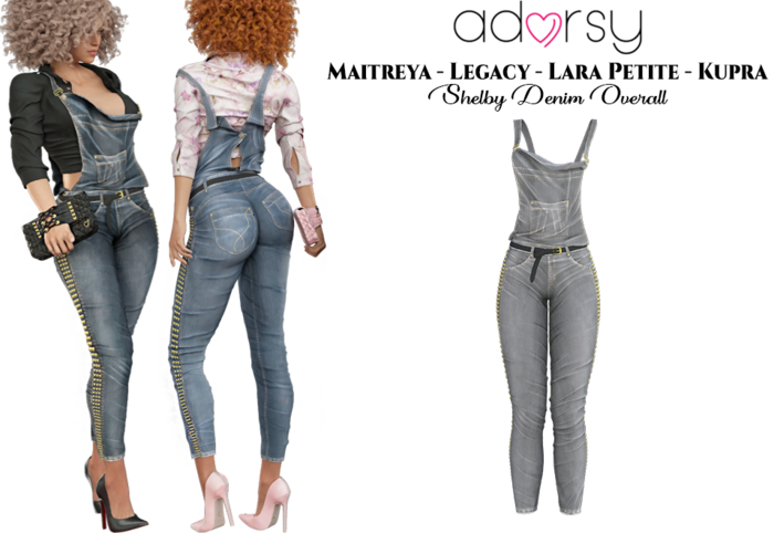 adorsy - Shelby Denim Overall Grey - Maitreya/Legacy/Petite/Kupra