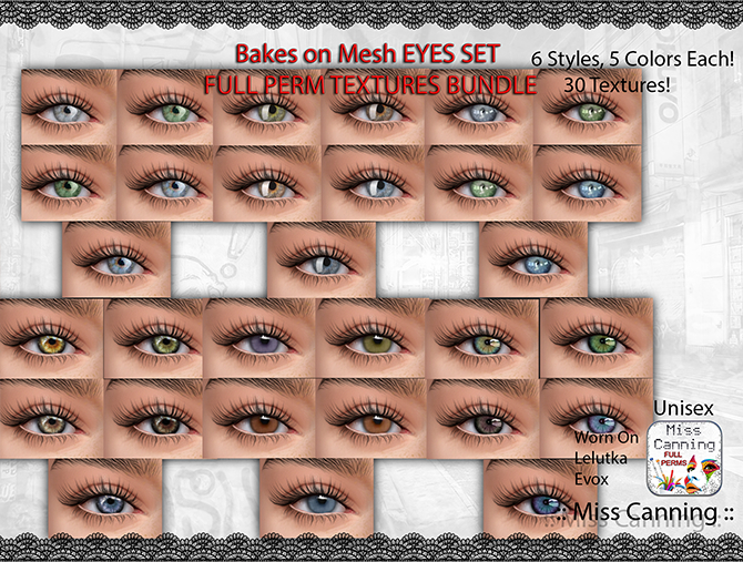 :: Miss Canning : [ Bakes on Mesh EYES SET ] FULL PERM BUNDLE