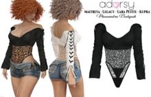 adorsy - Alessandra Bodysuit Dark Black - Maitreya/Legacy/Lara Petite/Kupra
