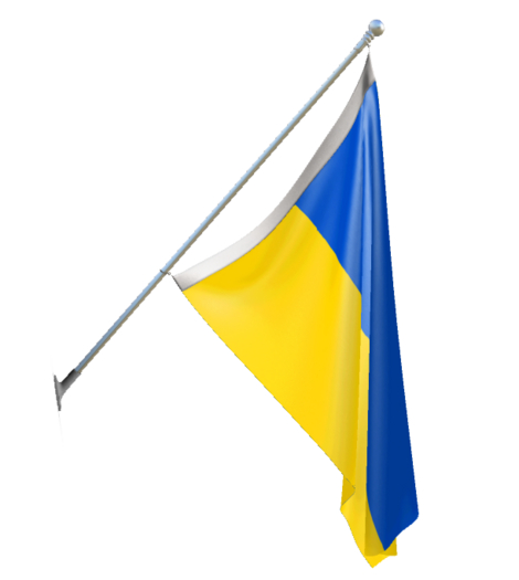 Ukraine Flag on Wall Mount Flag Pole -Plus Bonus Signs!  (Copy/Mod)