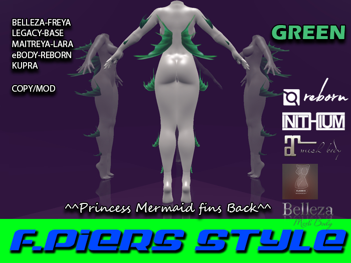 ^^Princess Mermaid Fins Pack (GREEN)^^F.Piers Style