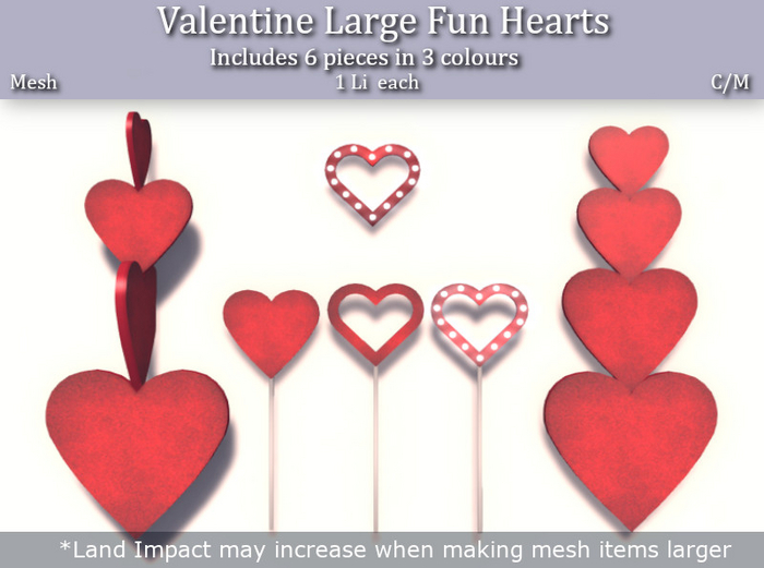 LOVE - VALENTINE LARGE FUN HEARTS 