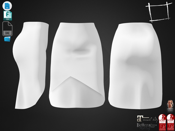 Dae Obj FBX For Short Tulip Skirt Maitreya, Slink (Physique,Hourglass), Belleza (Isis,Freya), Legacy