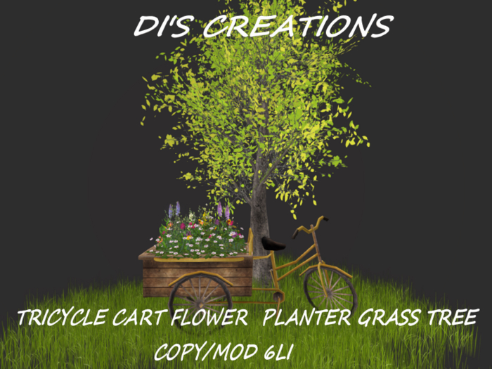 TRICYCLE CART FLOWER  PLANTER GRASS TREE