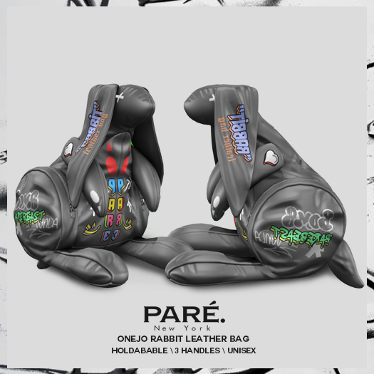 Pare.Onejo Rabbit Leather Bag - Grey Graphic