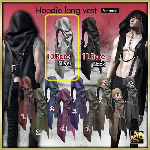 10. gianni [Gild]Hoodie long vest_silver RARE
