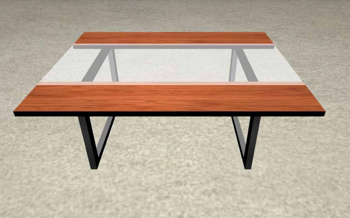 DD Clear glass & woodtop kitchen table