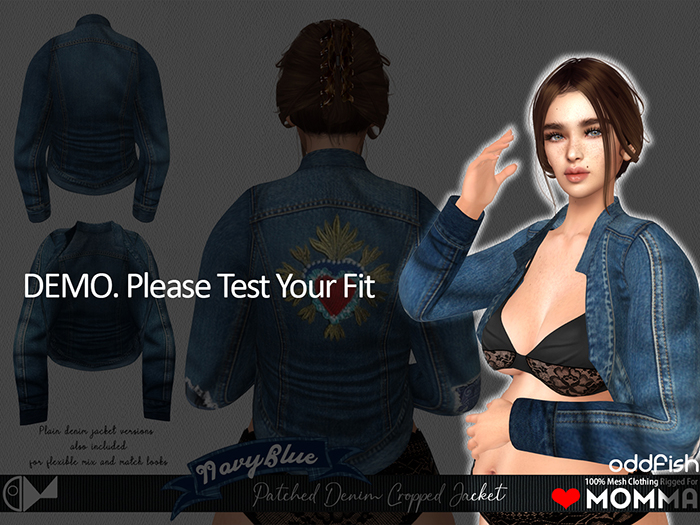 ODd Patched Denim Cropped Jacket DEMO (NavyBlue)