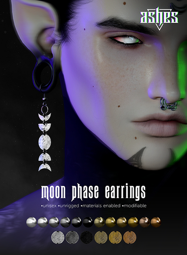 .ashes. moon phase earrings