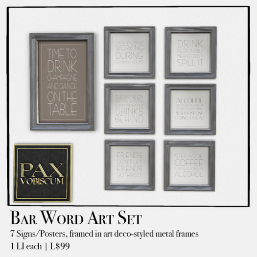 Pax Bar Word Art Set