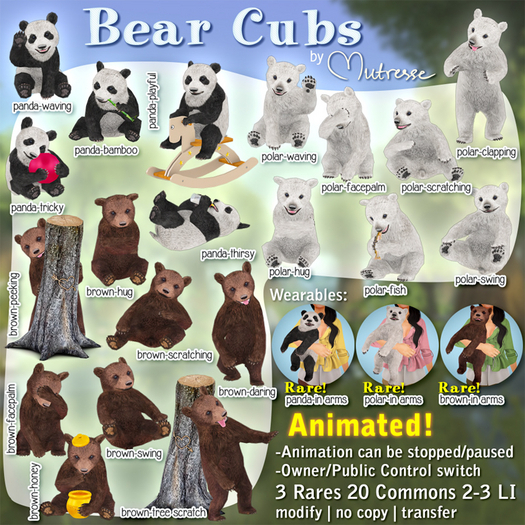 21 Mutresse-Panda In arms (wear)-Bear Cubs RARE