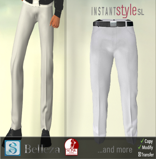 InSty Mens- White- Classic Pant