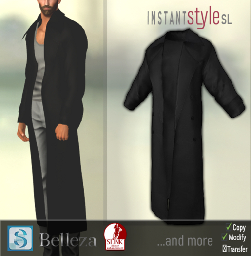 PROMO InSty Mens- Dark Grey- Duster Coat
