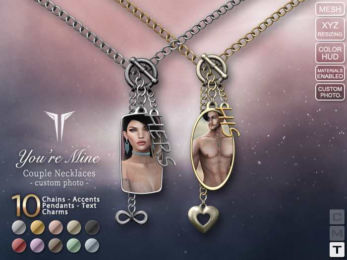 **RE** You're Mine Couple Necklaces - Custom Photo - Transferable