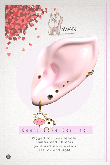 Swan Cow's Love Earrings