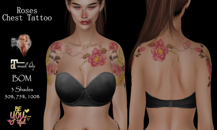 beYOUtiful. Roses Chest Tattoo V2