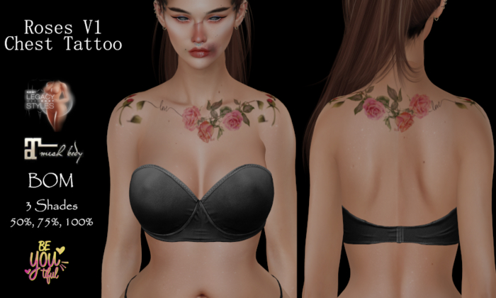 beYOUtiful. Roses Chest Tattoo V1