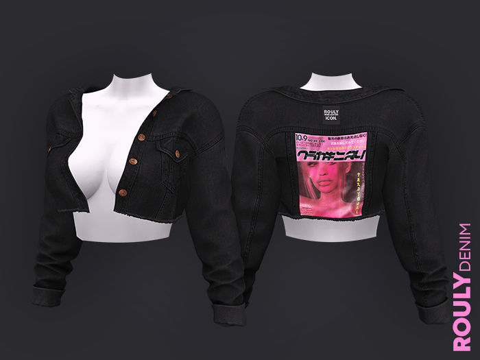 ROULY :: "HotNHeavy" Cropped Denim Jacket V.1 - 11 Goth