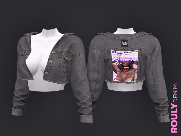 ROULY :: "HotNHeavy" Cropped Denim Jacket V.1 - 10 Gray