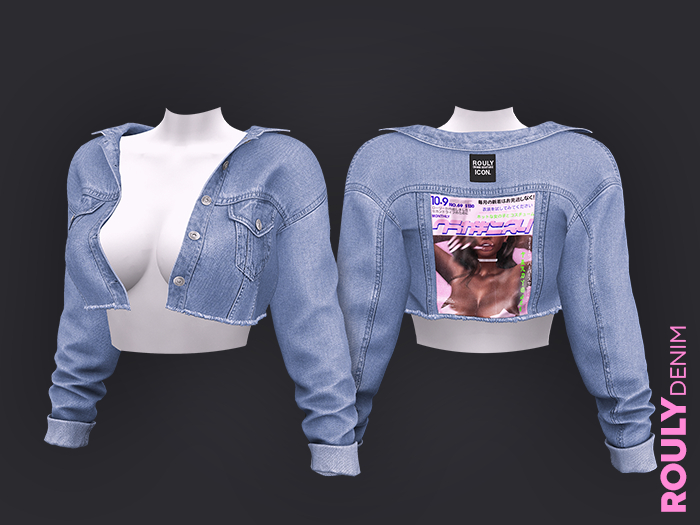 ROULY :: "HotNHeavy" Cropped Denim Jacket V.1 - 03 Alice Blue