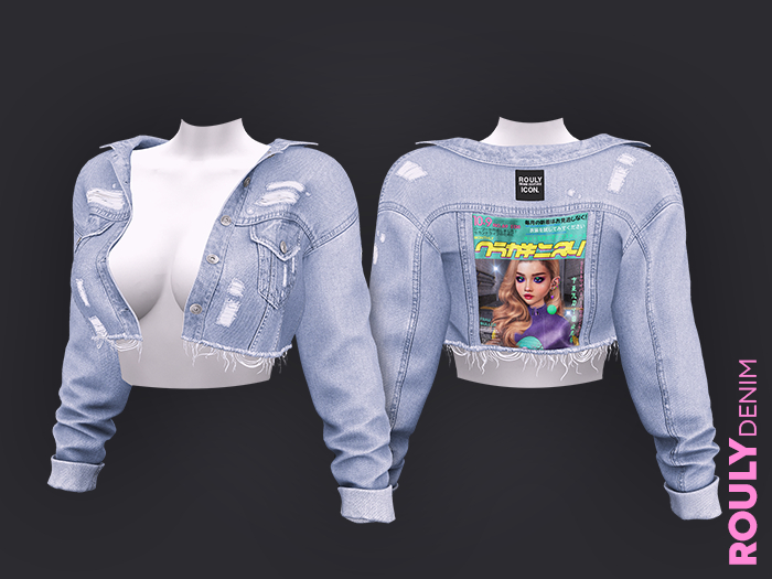 ROULY :: "HotNHeavy" Cropped Denim Jacket V.2 - 01 Lollyblue