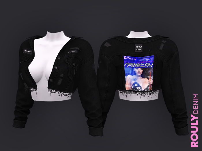 ROULY :: "HotNHeavy" Cropped Denim Jacket V.2 - 12 Black