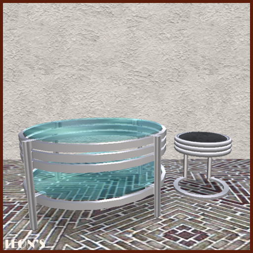 Deco Table Chrome & Glass round + Chair 2-pack - MODIFY COPY