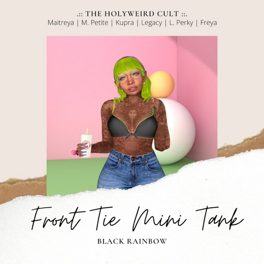 .:: THC ::.  Front Tie Mini Tank - Black Rainbow