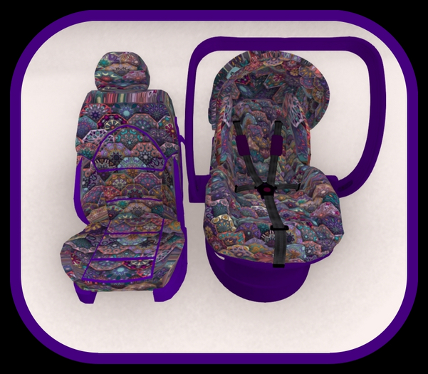 Second Life Marketplace Mercipurple quilted car seat set