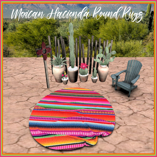 Second Life Marketplace - CB26 MEXICAN HACIENDA AZTEC RUG ROUND 1