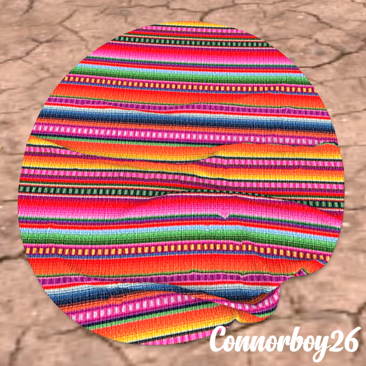 CB26 MEXICAN HACIENDA AZTEC RUG ROUND 1b