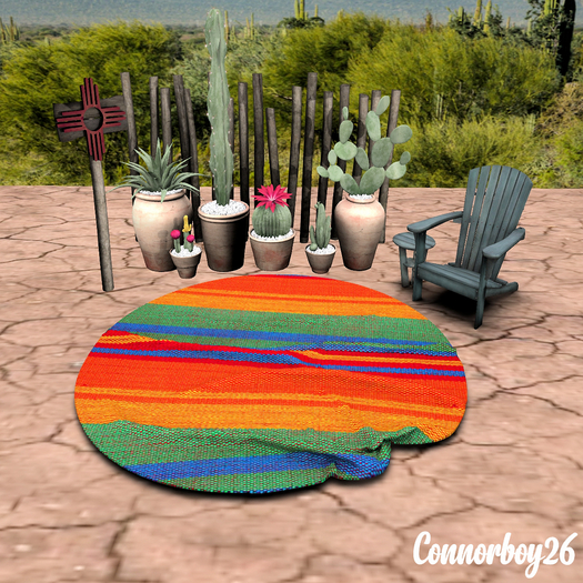 CB26 MEXICAN HACIENDA AZTEC RUG ROUND 3