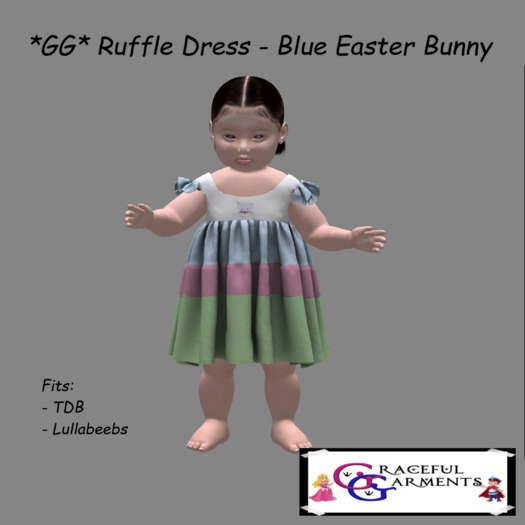 *GG* Ruffle Dress - Blue Easter Bunny (add)