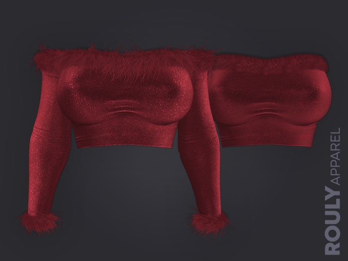 ROULY :: Velvet Sparkle Couture Top - Santa Red