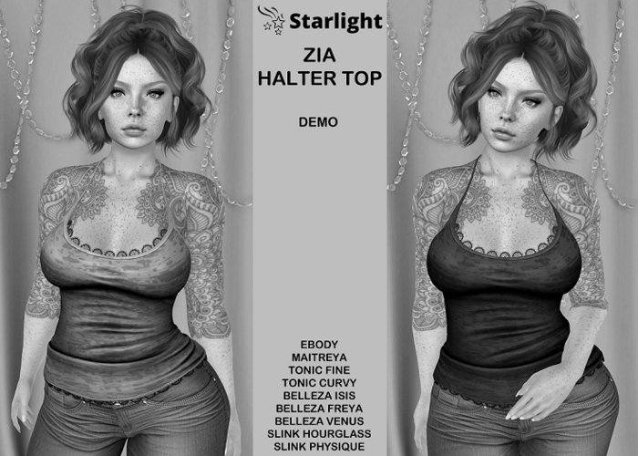 :: SA :: Zia - Lace Trimmed Halter Top - Demo