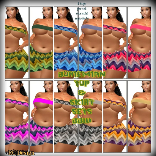 BOHIEMIAN TOP&SKIRT PEACH BBW