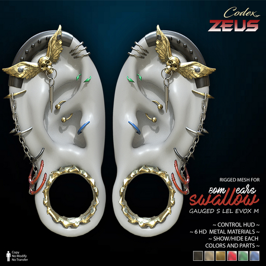 CODEX_ZEUS EARRINGS SET x M (SWALLOW GAUGED S)