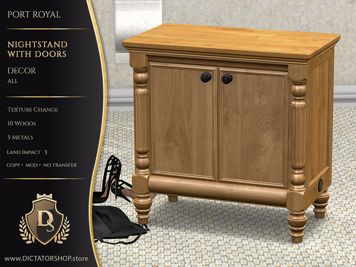 [Ds] Port Royal - Nightstand with Doors Decor